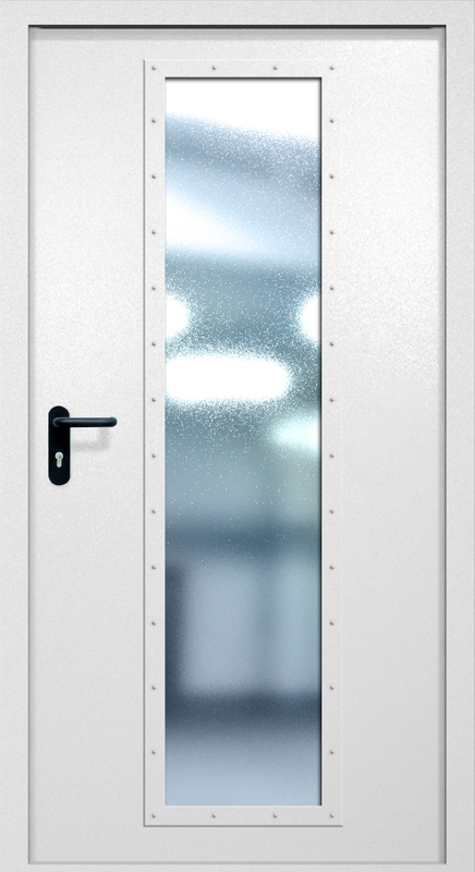 Однопольная противопожарная дверь EIW-60 с максимальным стеклопакетом, окрас по RAL 9003 Однопольная противопожарная дверь EIW-60 с максимальным стеклопакетом, окрас по RAL 9003