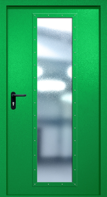 Однопольная противопожарная дверь EIW-60 с максимальным стеклопакетом, окрас по RAL 6037