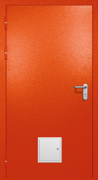 Однопольная противопожарная дверь EI-60 со стыковочным узлом снизу, окрас по RAL 3003 Однопольная противопожарная дверь EI-60 со стыковочным узлом снизу, окрас по RAL 3003