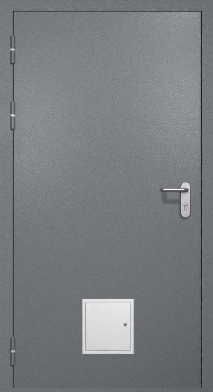 Однопольная противопожарная дверь EI-60 со стыковочным узлом снизу, окрас по RAL 7001 Однопольная противопожарная дверь EI-60 со стыковочным узлом снизу, окрас по RAL 7001