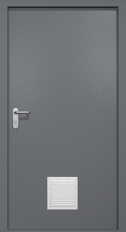 Однопольная противопожарная дверь EI-60 со стыковочным узлом снизу, окрас по RAL 7001 Однопольная противопожарная дверь EI-60 со стыковочным узлом снизу, окрас по RAL 7001