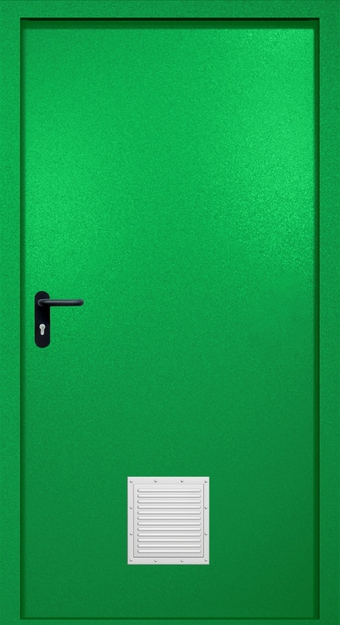 Однопольная противопожарная дверь EI-60 со стыковочным узлом снизу, окрас по RAL 6037 Однопольная противопожарная дверь EI-60 со стыковочным узлом снизу, окрас по RAL 6037