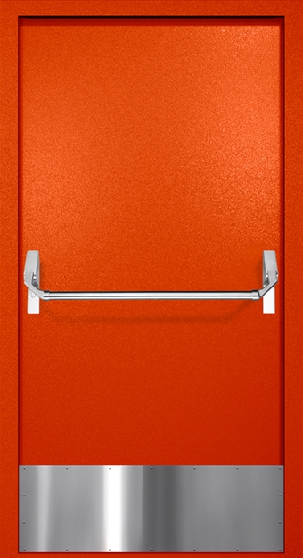 Однопольная противопожарная дверь EI-60 с отбойником и ручкой «Антипаника», окрас по RAL 3003