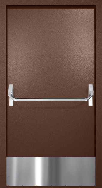 Однопольная противопожарная дверь EI-60 с отбойником и ручкой «Антипаника», окрас по RAL 8016