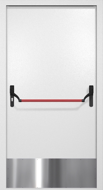 Однопольная противопожарная дверь EI-60 с отбойником и ручкой «Антипаника», окрас по RAL 9003 Однопольная противопожарная дверь EI-60 с отбойником и ручкой «Антипаника», окрас по RAL 9003