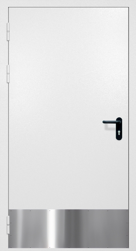 Однопольная противопожарная дверь EI-60 с отбойником, окрас по RAL 9003