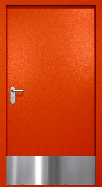 Однопольная противопожарная дверь EI-60 с отбойником, окрас по RAL 3003