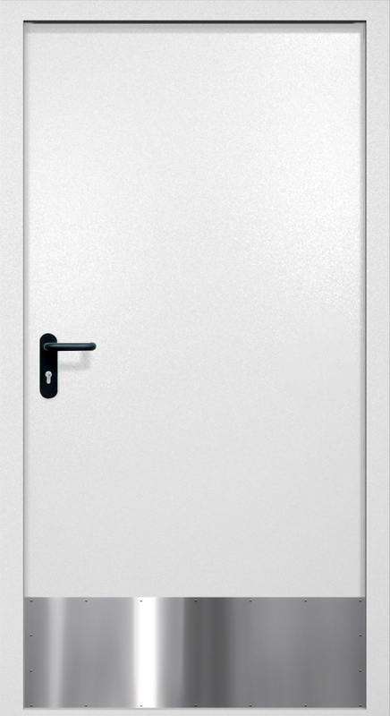 Однопольная противопожарная дверь EI-60 с отбойником, окрас по RAL 9003