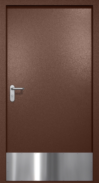 Однопольная противопожарная дверь EI-60 с отбойником, окрас по RAL 8016