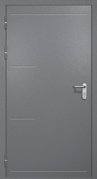 Однопольная противопожарная дверь EI-60 с рисунком на металле, окрас по RAL 7001 Однопольная противопожарная дверь EI-60 с рисунком на металле, окрас по RAL 7001