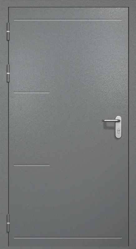 Однопольная противопожарная дверь EI-60 с рисунком на металле, окрас по RAL 7001