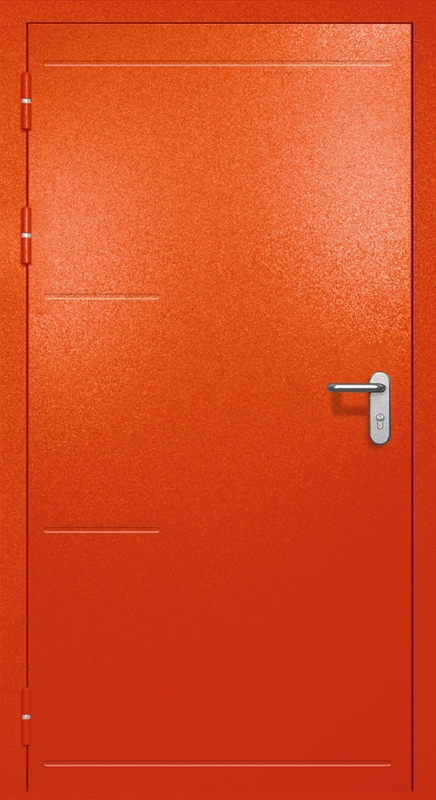 Однопольная противопожарная дверь EI-60 с рисунком на металле, окрас по RAL 3003 Однопольная противопожарная дверь EI-60 с рисунком на металле, окрас по RAL 3003
