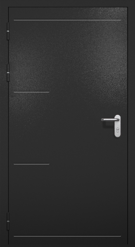 Однопольная противопожарная дверь EI-60 с рисунком на металле, окрас по RAL 9004 Однопольная противопожарная дверь EI-60 с рисунком на металле, окрас по RAL 9004