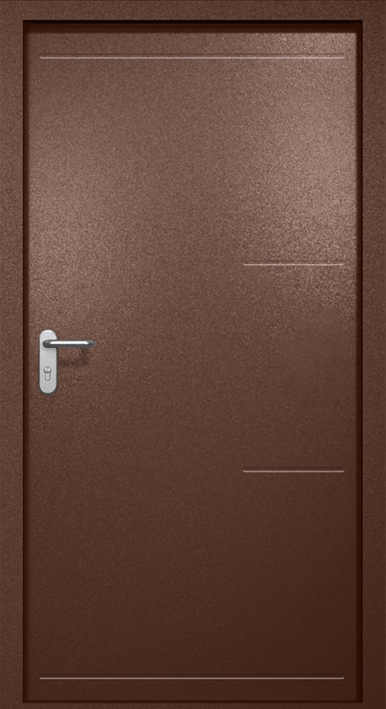 Однопольная противопожарная дверь EI-60 с рисунком на металле, окрас по RAL 8016