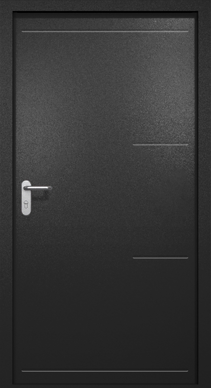 Однопольная противопожарная дверь EI-60 с рисунком на металле, окрас по RAL 9004 Однопольная противопожарная дверь EI-60 с рисунком на металле, окрас по RAL 9004