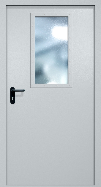 Однопольная противопожарная дверь EI-60 с широким стеклопакетом, окрас по RAL Однопольная противопожарная дверь EI-60 с широким стеклопакетом, окрас по RAL