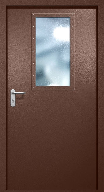 Однопольная противопожарная дверь EI-60 с широким стеклопакетом, окрас по RAL 8016 Однопольная противопожарная дверь EI-60 с широким стеклопакетом, окрас по RAL 8016
