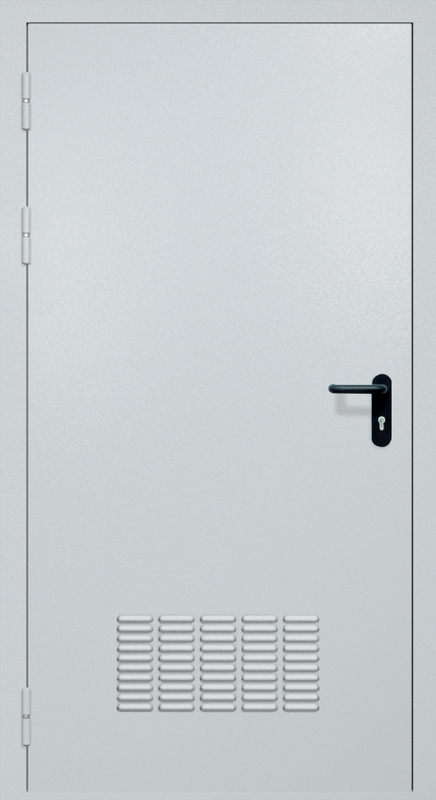 Однопольная противопожарная дверь EI-60 с вентиляцией и ручкой «Антипаника», окрас по RAL Однопольная противопожарная дверь EI-60 с вентиляцией и ручкой «Антипаника», окрас по RAL