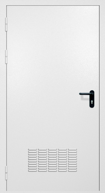 Однопольная противопожарная дверь EI-60 с вентиляцией и ручкой «Антипаника», окрас по RAL 9003