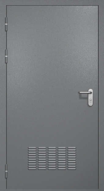 Однопольная противопожарная дверь EI-60 с вентиляцией, окрас по RAL 7001