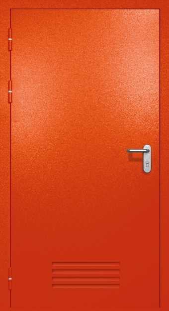 Однопольная противопожарная дверь EI-60 с вентиляцией, окрас по RAL 3003 Однопольная противопожарная дверь EI-60 с вентиляцией, окрас по RAL 3003