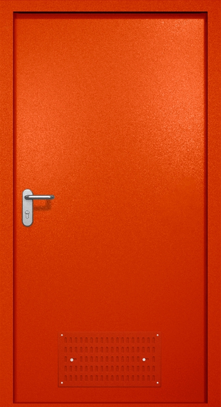 Однопольная противопожарная дверь EI-60 с вентиляцией, окрас по RAL 3003