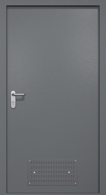 Однопольная противопожарная дверь EI-60 с вентиляцией, окрас по RAL 7001