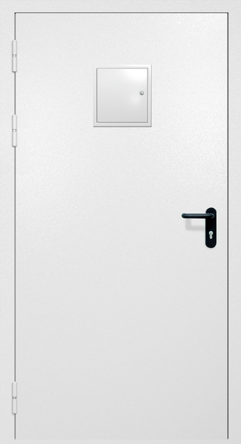 Однопольная противопожарная дверь EI-60 со стыковочным узлом сверху, окрас по RAL 9003 Однопольная противопожарная дверь EI-60 со стыковочным узлом сверху, окрас по RAL 9003