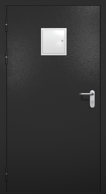 Однопольная противопожарная дверь EI-60 со стыковочным узлом сверху, окрас по RAL 9004 Однопольная противопожарная дверь EI-60 со стыковочным узлом сверху, окрас по RAL 9004