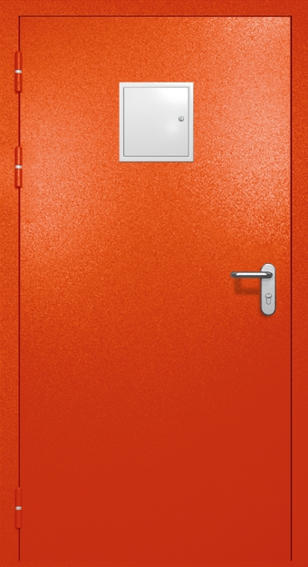 Однопольная противопожарная дверь EI-60 со стыковочным узлом сверху, окрас по RAL 3003 Однопольная противопожарная дверь EI-60 со стыковочным узлом сверху, окрас по RAL 3003