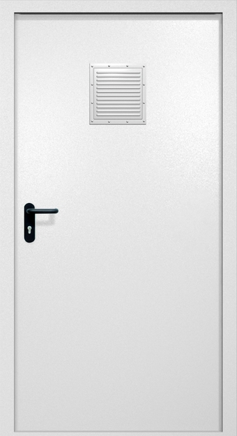 Однопольная противопожарная дверь EI-60 со стыковочным узлом сверху, окрас по RAL 9003 Однопольная противопожарная дверь EI-60 со стыковочным узлом сверху, окрас по RAL 9003