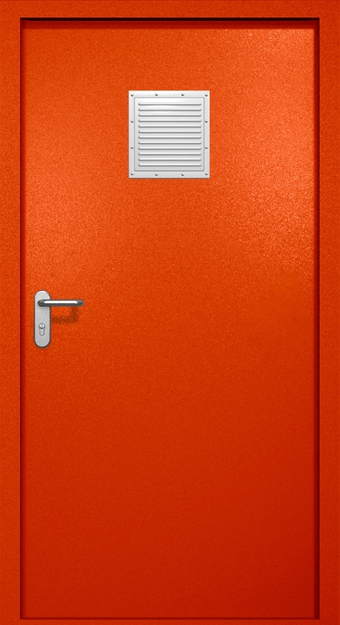 Однопольная противопожарная дверь EI-60 со стыковочным узлом сверху, окрас по RAL 3003 Однопольная противопожарная дверь EI-60 со стыковочным узлом сверху, окрас по RAL 3003
