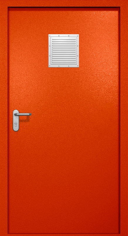 Однопольная противопожарная дверь EI-60 со стыковочным узлом сверху, окрас по RAL 3003