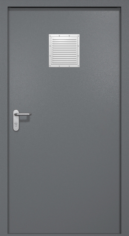 Однопольная противопожарная дверь EI-60 со стыковочным узлом сверху, окрас по RAL 7001