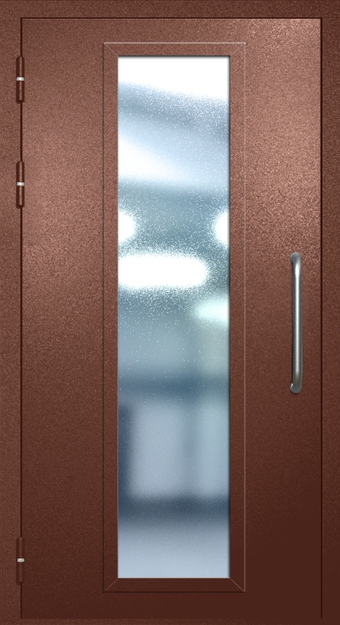 Однопольная техническая дверь с ручкой-скобой и максимальным стеклопакетом, окрас по RAL 8016