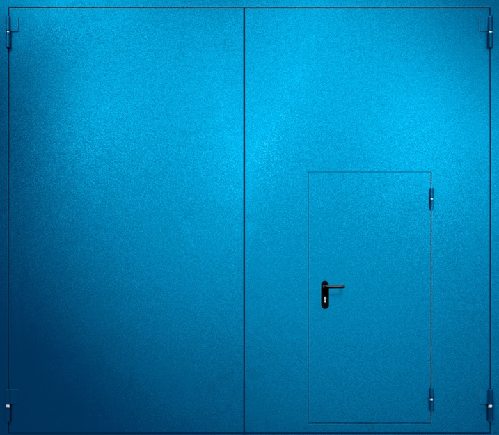 Противопожарные металлические ворота распашные с калиткой RAL 5002