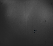 Противопожарные металлические ворота распашные с калиткой RAL 9004