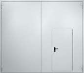 Противопожарные металлические ворота распашные с калиткой RAL