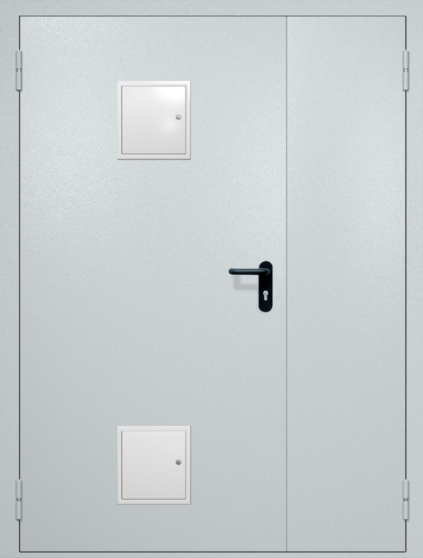 Полуторная противопожарная дверь EI-60 с двумя стыковочными узлами, окрас по RAL Полуторная противопожарная дверь EI-60 с двумя стыковочными узлами, окрас по RAL
