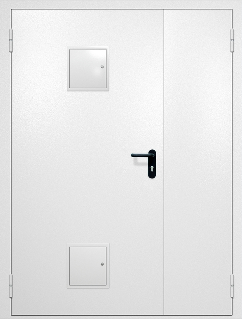 Полуторная противопожарная дверь EI-60 с двумя стыковочными узлами, окрас по RAL 9003 Полуторная противопожарная дверь EI-60 с двумя стыковочными узлами, окрас по RAL 9003