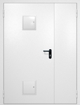 Полуторная противопожарная дверь EI-60 с двумя стыковочными узлами, окрас по RAL 9003