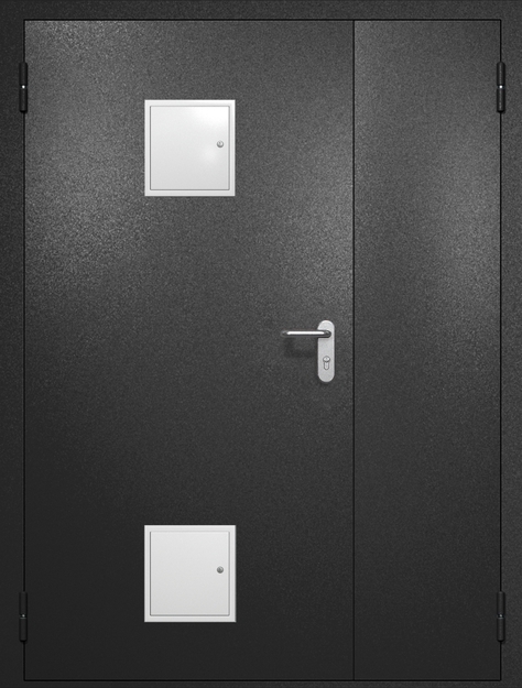 Полуторная противопожарная дверь EI-60 с двумя стыковочными узлами, окрас по RAL 9004 Полуторная противопожарная дверь EI-60 с двумя стыковочными узлами, окрас по RAL 9004