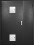 Полуторная противопожарная дверь EI-60 с двумя стыковочными узлами, окрас по RAL 9004