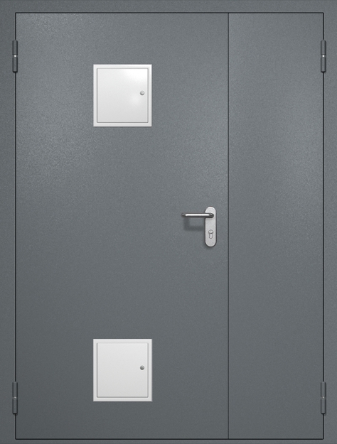Полуторная противопожарная дверь EI-60 с двумя стыковочными узлами, окрас по RAL 7001 Полуторная противопожарная дверь EI-60 с двумя стыковочными узлами, окрас по RAL 7001