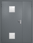 Полуторная противопожарная дверь EI-60 с двумя стыковочными узлами, окрас по RAL 7001
