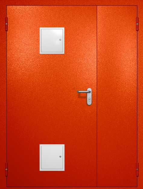 Полуторная противопожарная дверь EI-60 с двумя стыковочными узлами, окрас по RAL 3003 Полуторная противопожарная дверь EI-60 с двумя стыковочными узлами, окрас по RAL 3003