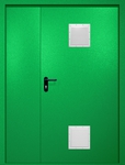 Полуторная противопожарная дверь EI-60 с двумя стыковочными узлами, окрас по RAL 6037
