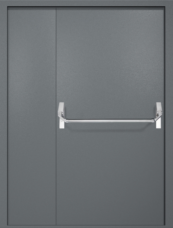Полуторная противопожарная дверь EI-60 с ручкой «Антипаника», окрас по RAL 7001 Полуторная противопожарная дверь EI-60 с ручкой «Антипаника», окрас по RAL 7001