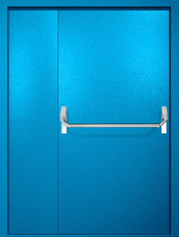 Полуторная противопожарная дверь EI-60 с ручкой «Антипаника», окрас по RAL 5002 Полуторная противопожарная дверь EI-60 с ручкой «Антипаника», окрас по RAL 5002