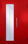 Полуторная техническая дверь с ручкой-скобой и максимальным стеклопакетом, окрас по RAL 3003